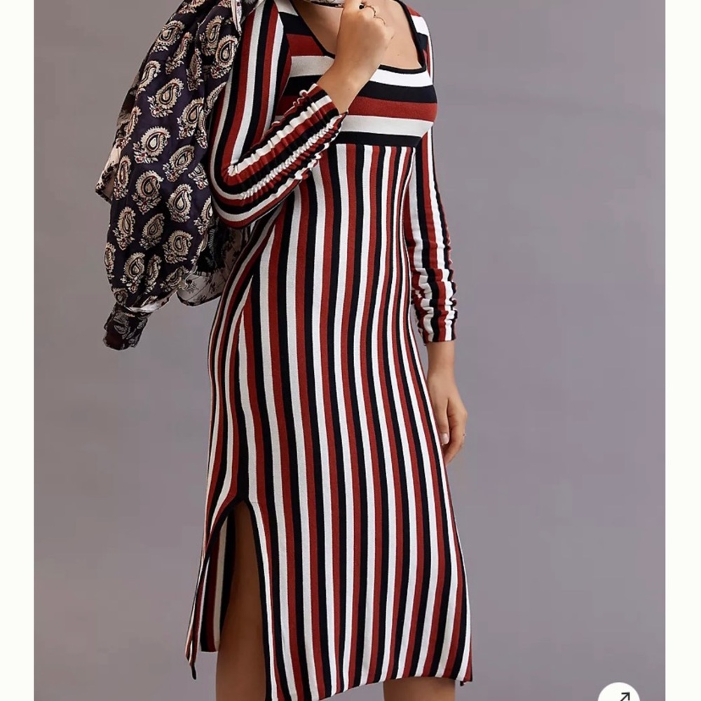 Maeve Striped Midi Dress NWOT
